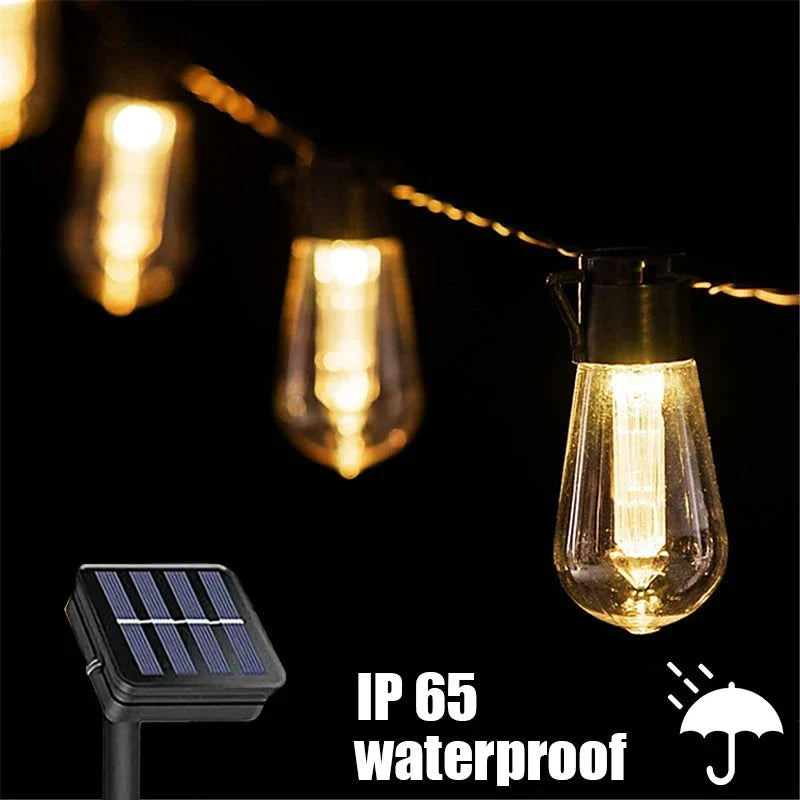 Solar String Lights | Retro Edison Glass Bulb Design