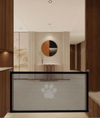 Retractable Pet Safety Gate | Mesh Barrier with Paw Print Design