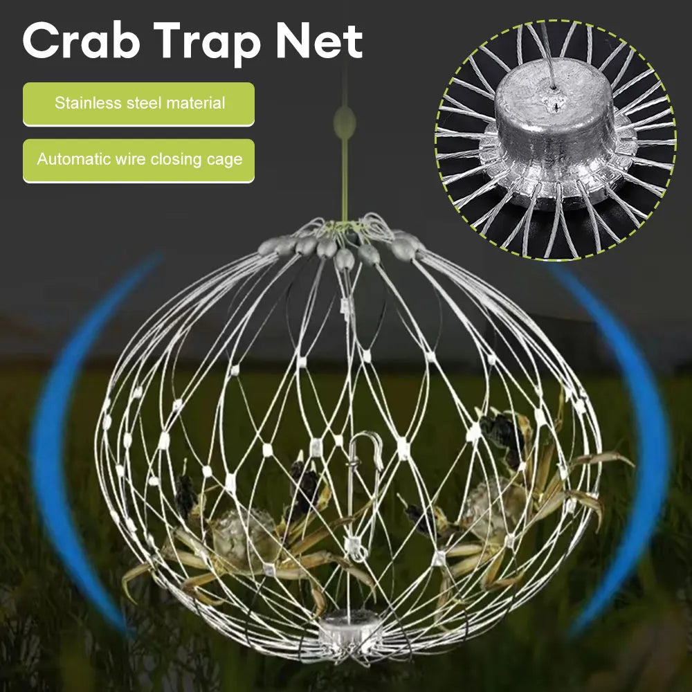 Collapsible Fishing Trap Net | Stainless Steel Mesh Design