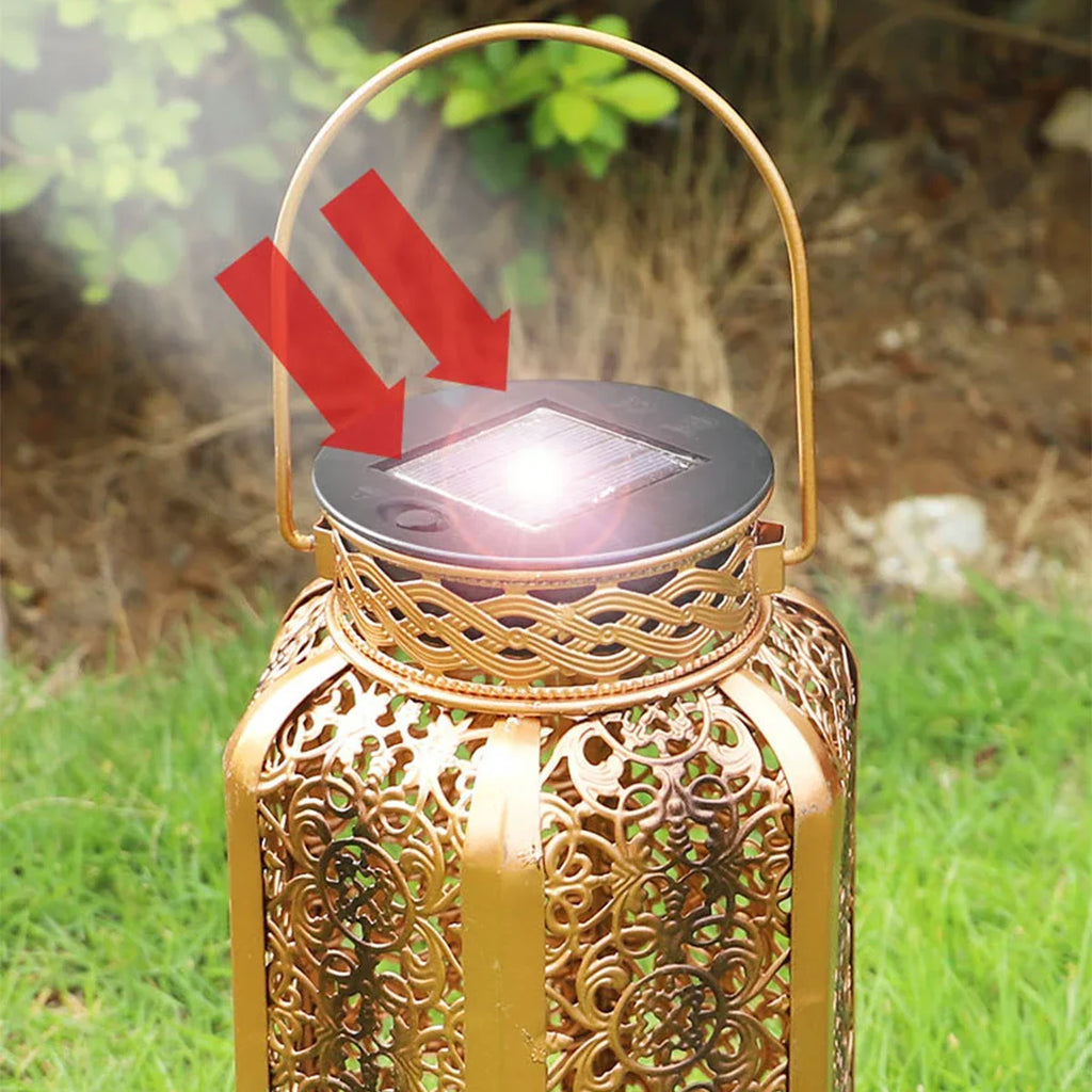 Solar Garden Lantern | Moroccan Iron Lattice Design