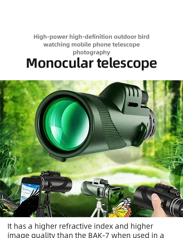 Professional Monocular Telescope | 80x Magnification BAK4 Prism