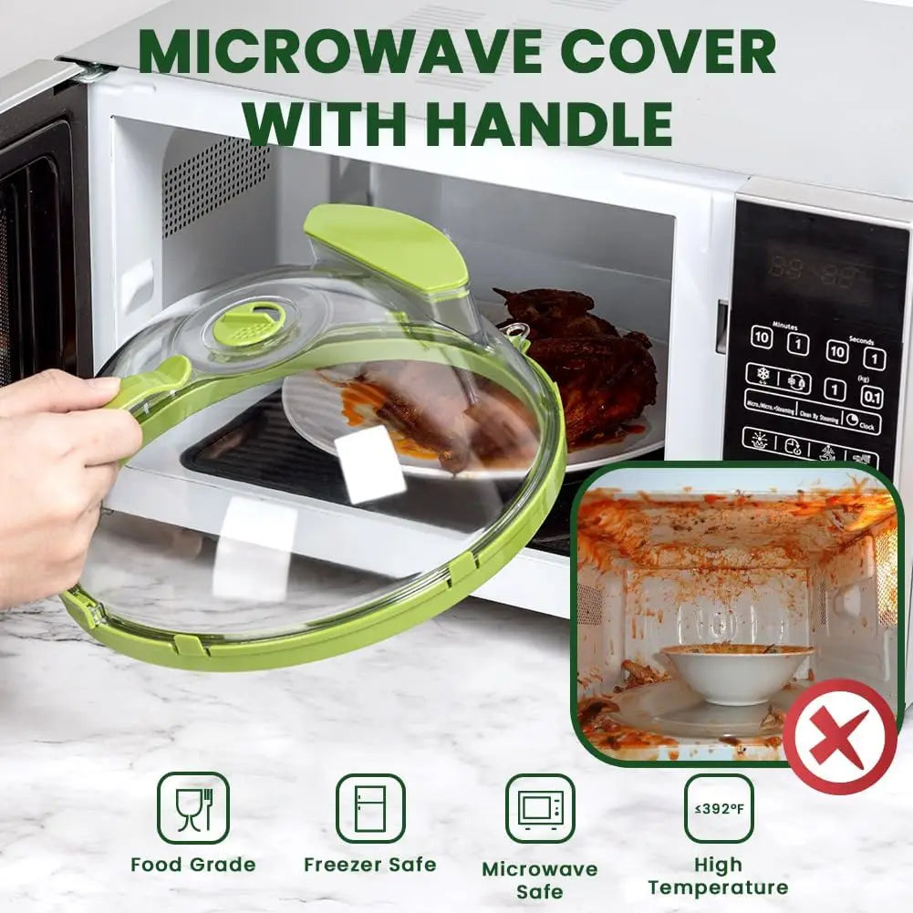 Microwave Food Cover | Steam Vent Splatter Guard With Handle