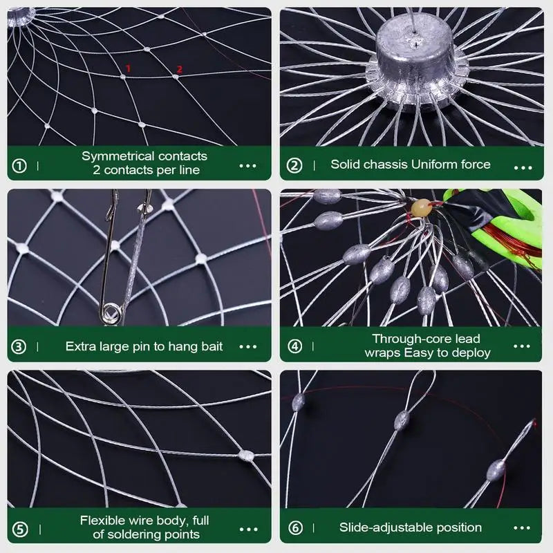 Collapsible Fishing Trap Net | Stainless Steel Mesh Design