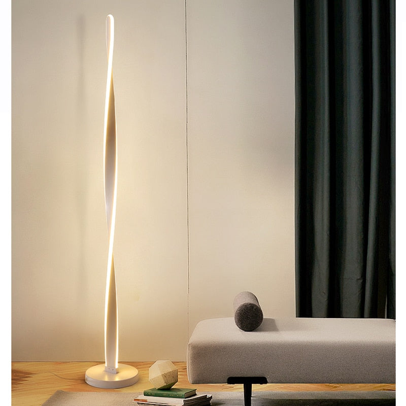 Modern LED Floor Lamp | Twisted Aluminum Design