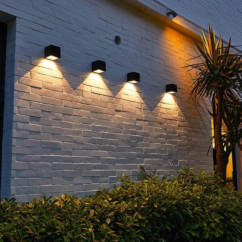 Modern Outdoor Wall Light | Solar Powered Cube Design