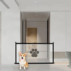 Retractable Pet Safety Gate | Mesh Barrier with Paw Print Design