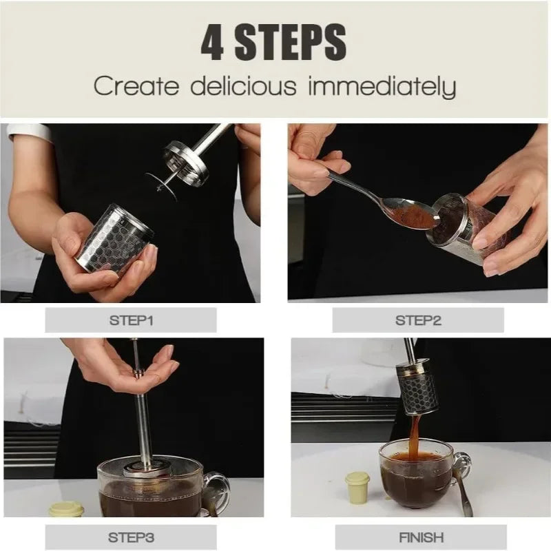 Portable French Press Coffee & Tea Maker | Stainless Steel Travel Brewer