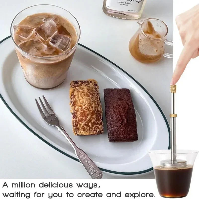 Portable French Press Coffee & Tea Maker | Stainless Steel Travel Brewer