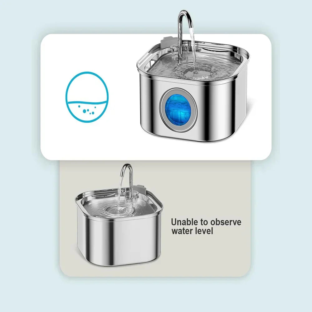 Pet Water Fountain | LED Indicator Stainless Steel Design