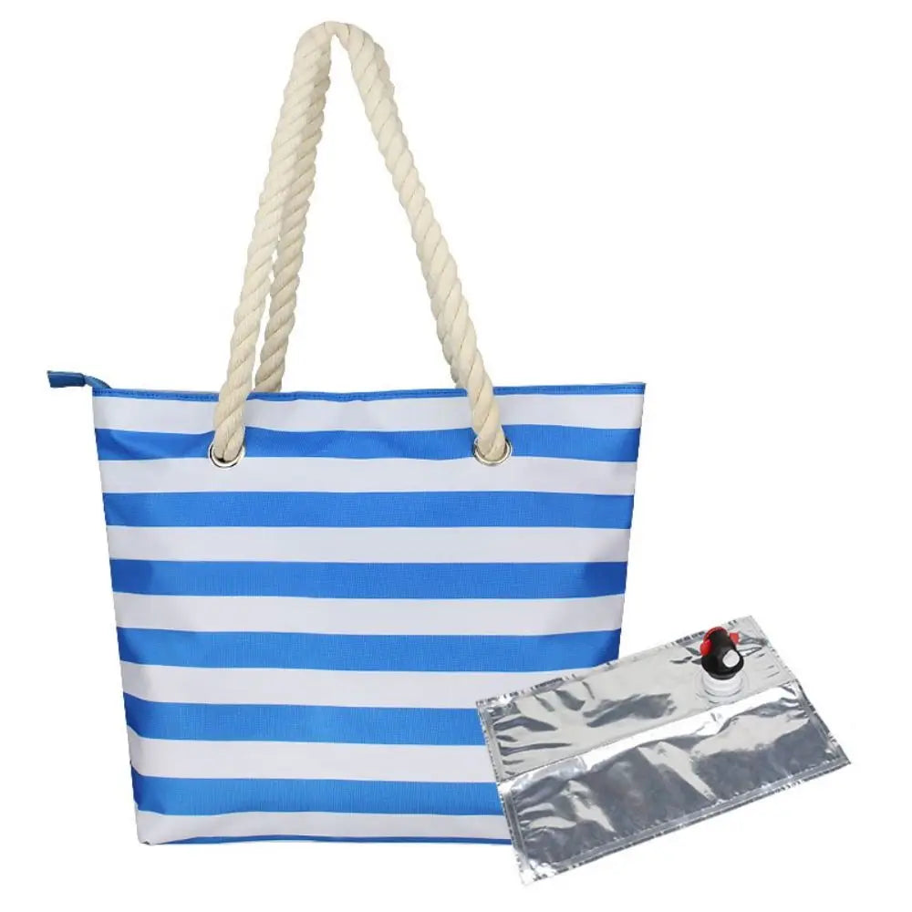 Insulated Wine Tote Bag | Nautical Stripe Dispenser Design