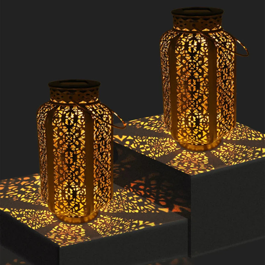 Solar Garden Lantern | Moroccan Iron Lattice Design