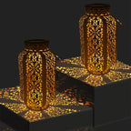 Solar Garden Lantern | Moroccan Iron Lattice Design