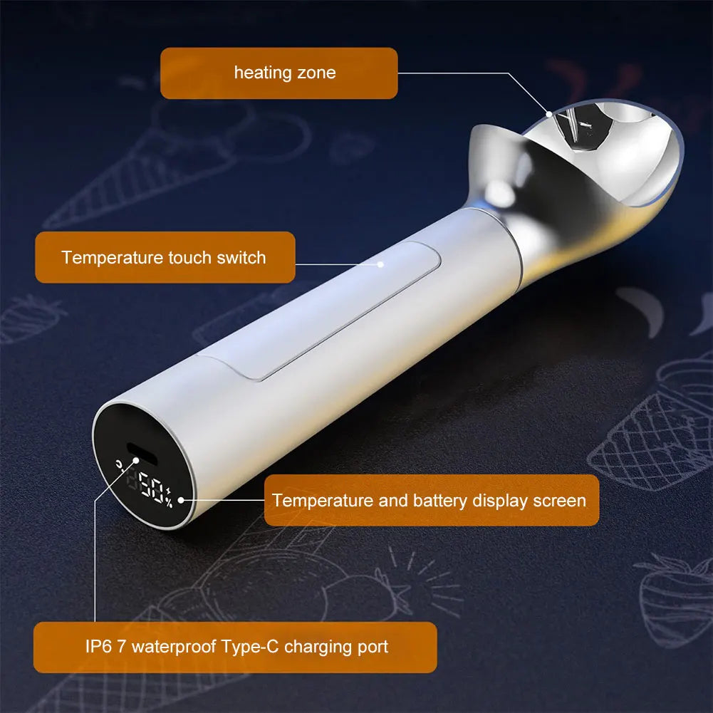 Smart Ice Cream Scoop | LED Display & USB Rechargeable