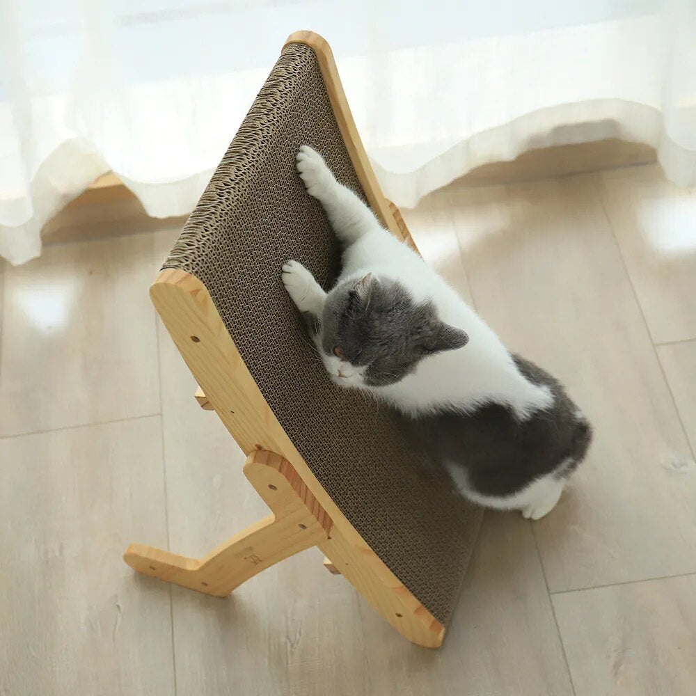 Modern Cat Lounge Bed | Natural Wood Frame with Sisal Mat