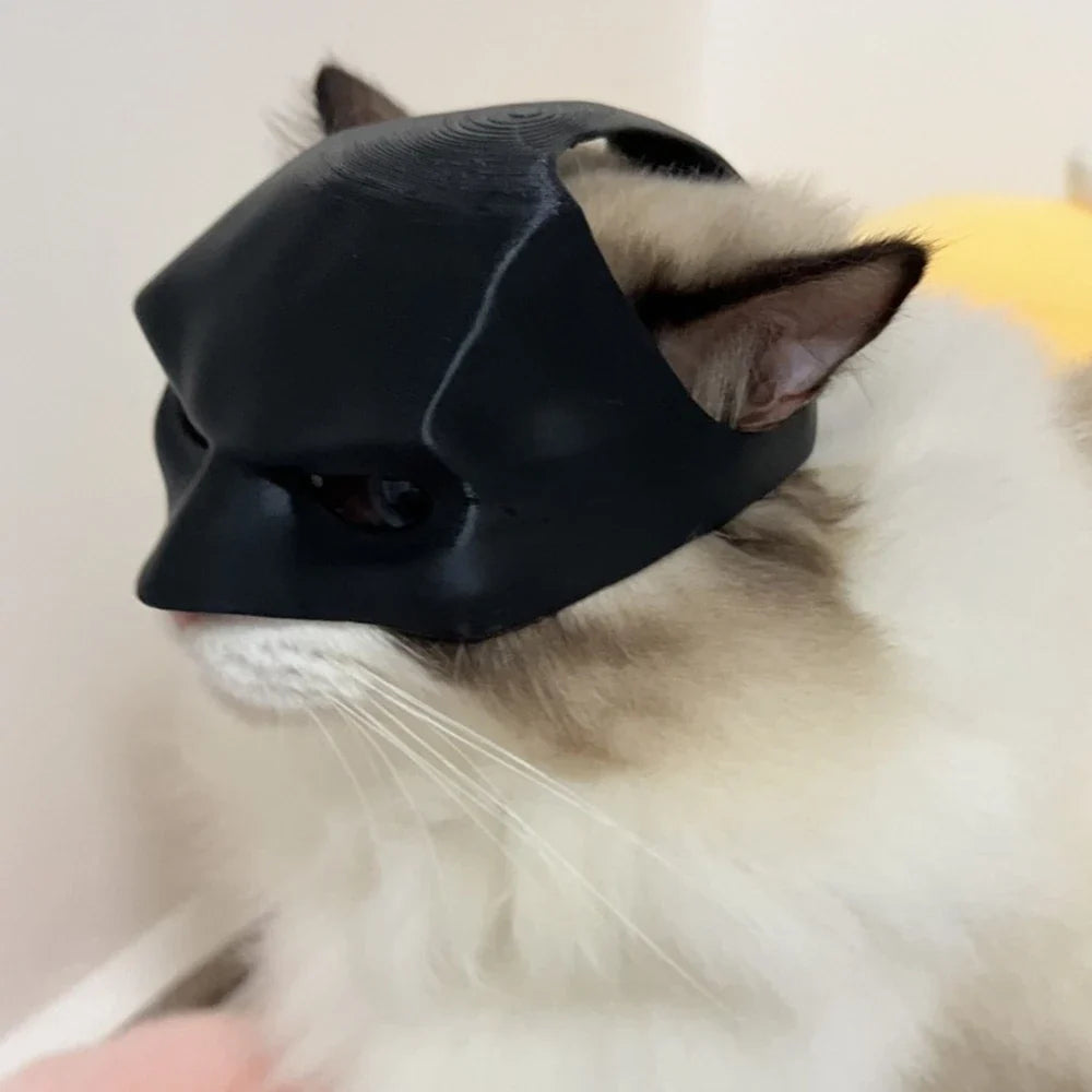 Batman Cat Mask | Black PLA Superhero Pet Costume