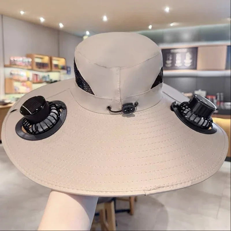 Solar Fan Sun Hat | Wide Brim Cooling Technology