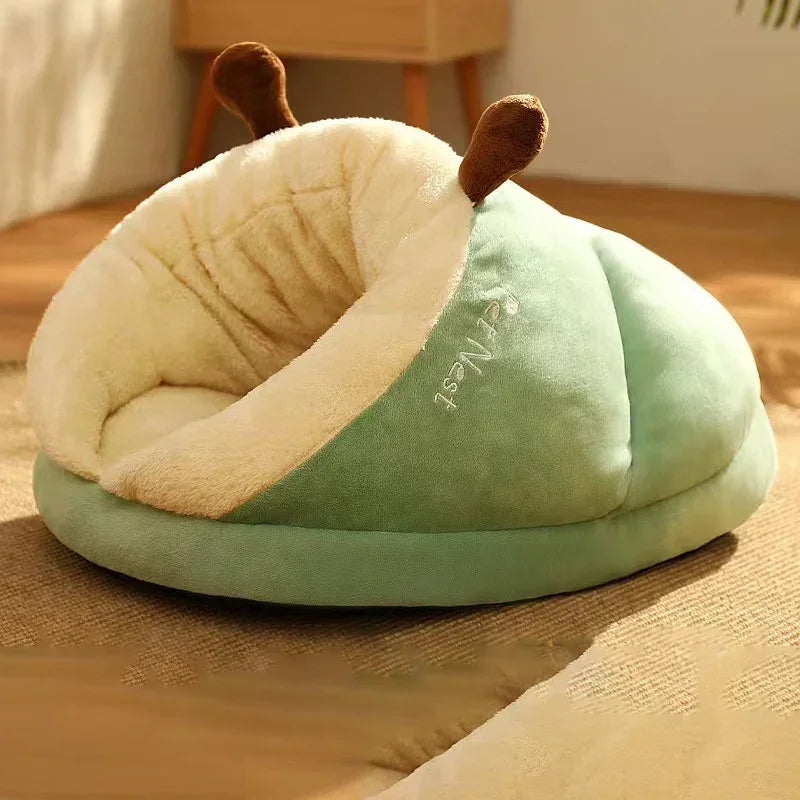 Cozy Pet Slipper Bed | Plush Coral Fleece Winter Nest