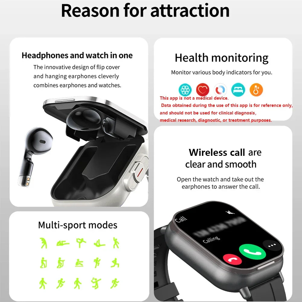Smart Fitness Watch | 2-in-1 AMOLED With Wireless Earbuds