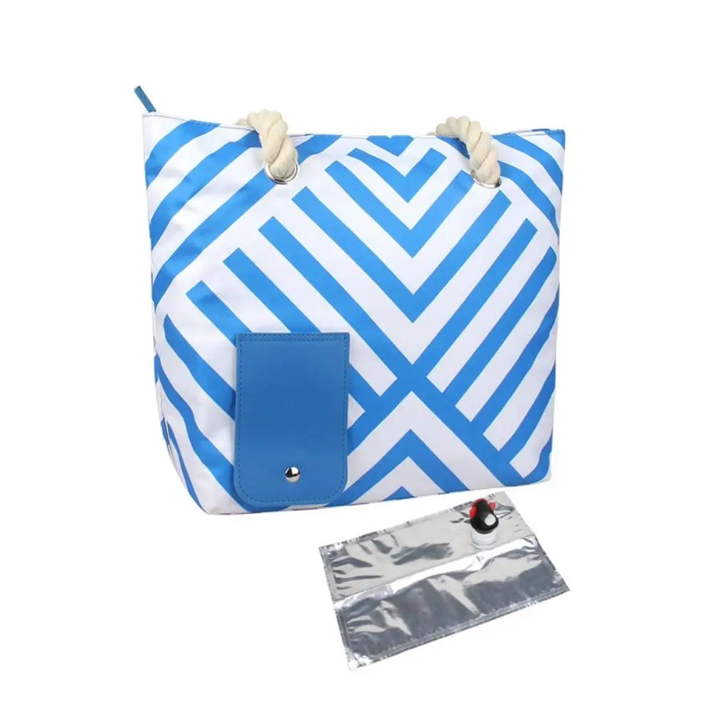 Insulated Wine Tote Bag | Nautical Stripe Dispenser Design