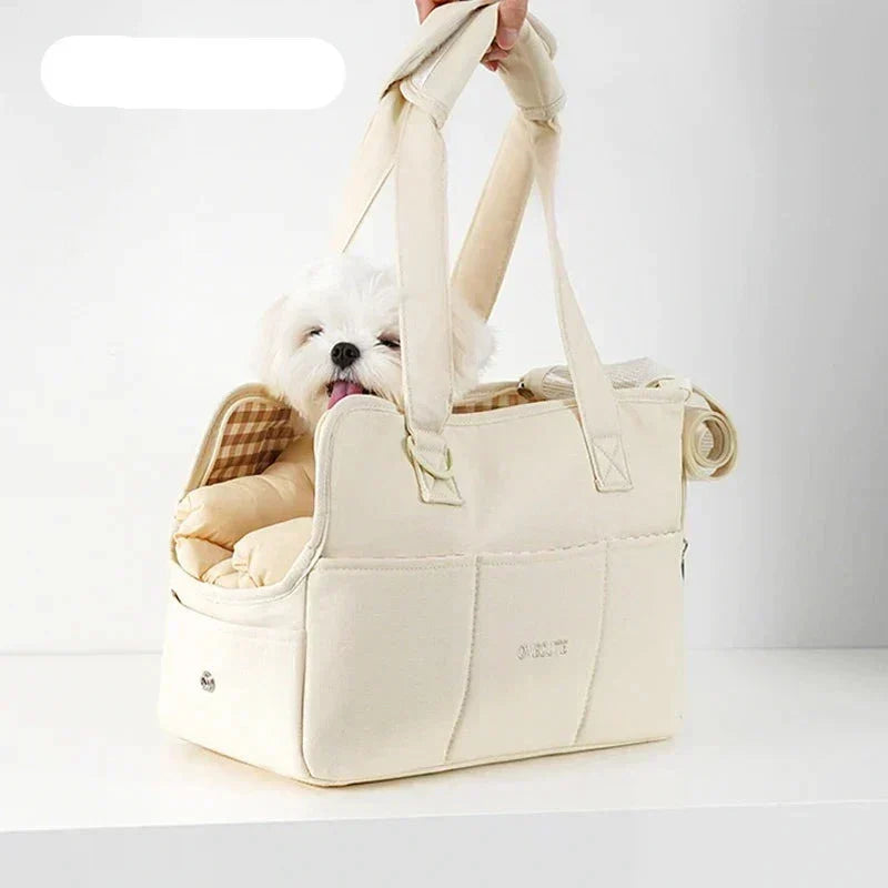 Premium Pet Carrier Tote | Quilted Cotton Travel Bag