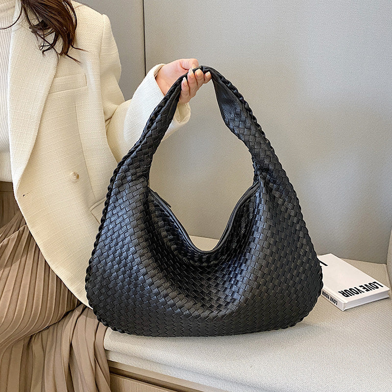 Woven Leather Hobo Bag | Interlaced Pattern Design