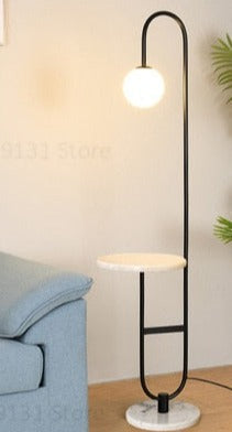 Modern Floor Lamp with Table | Brass and Marble Design