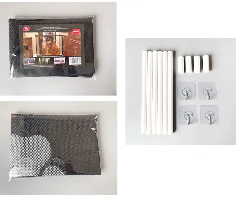 Retractable Pet Safety Gate | Mesh Barrier with Paw Print Design