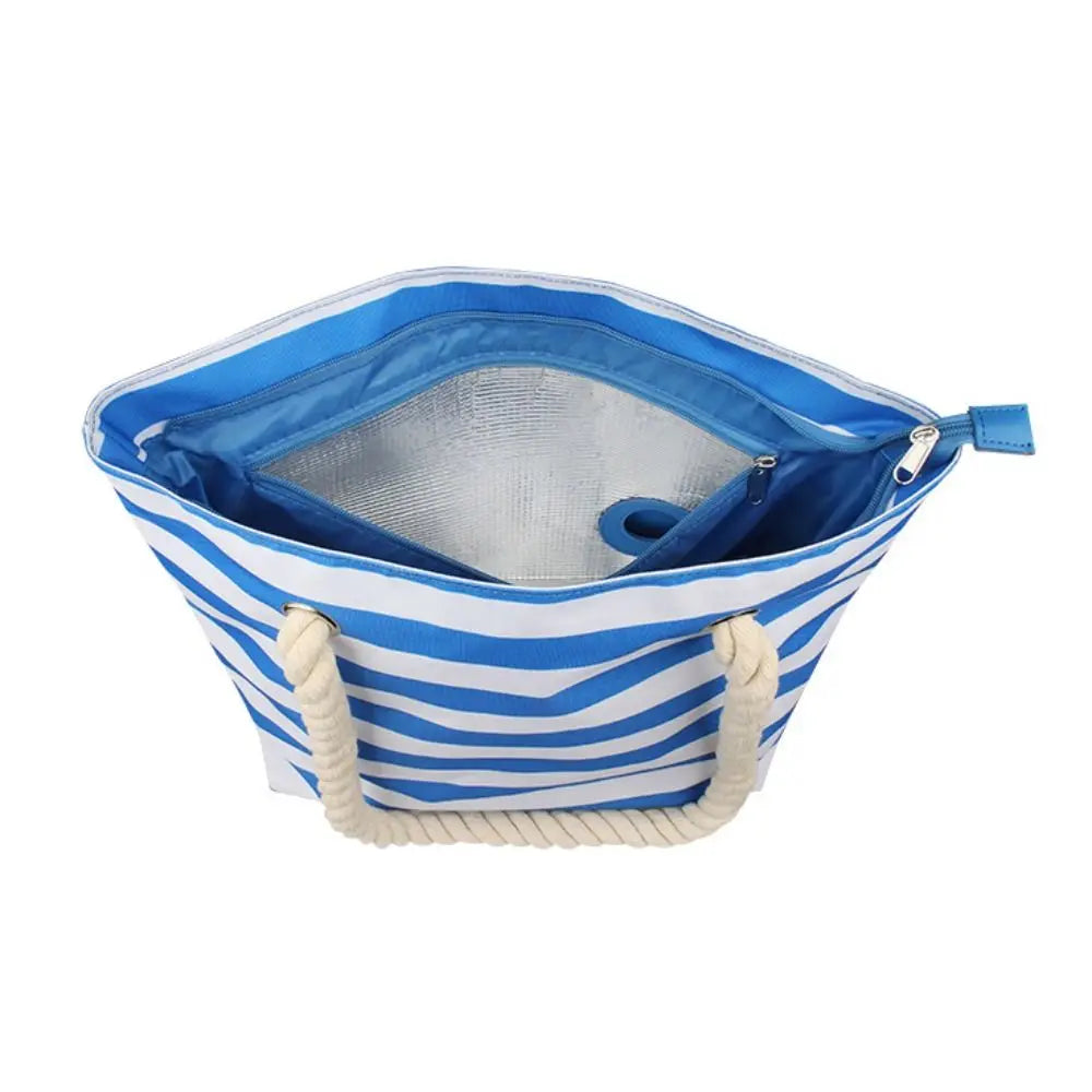 Insulated Wine Tote Bag | Nautical Stripe Dispenser Design