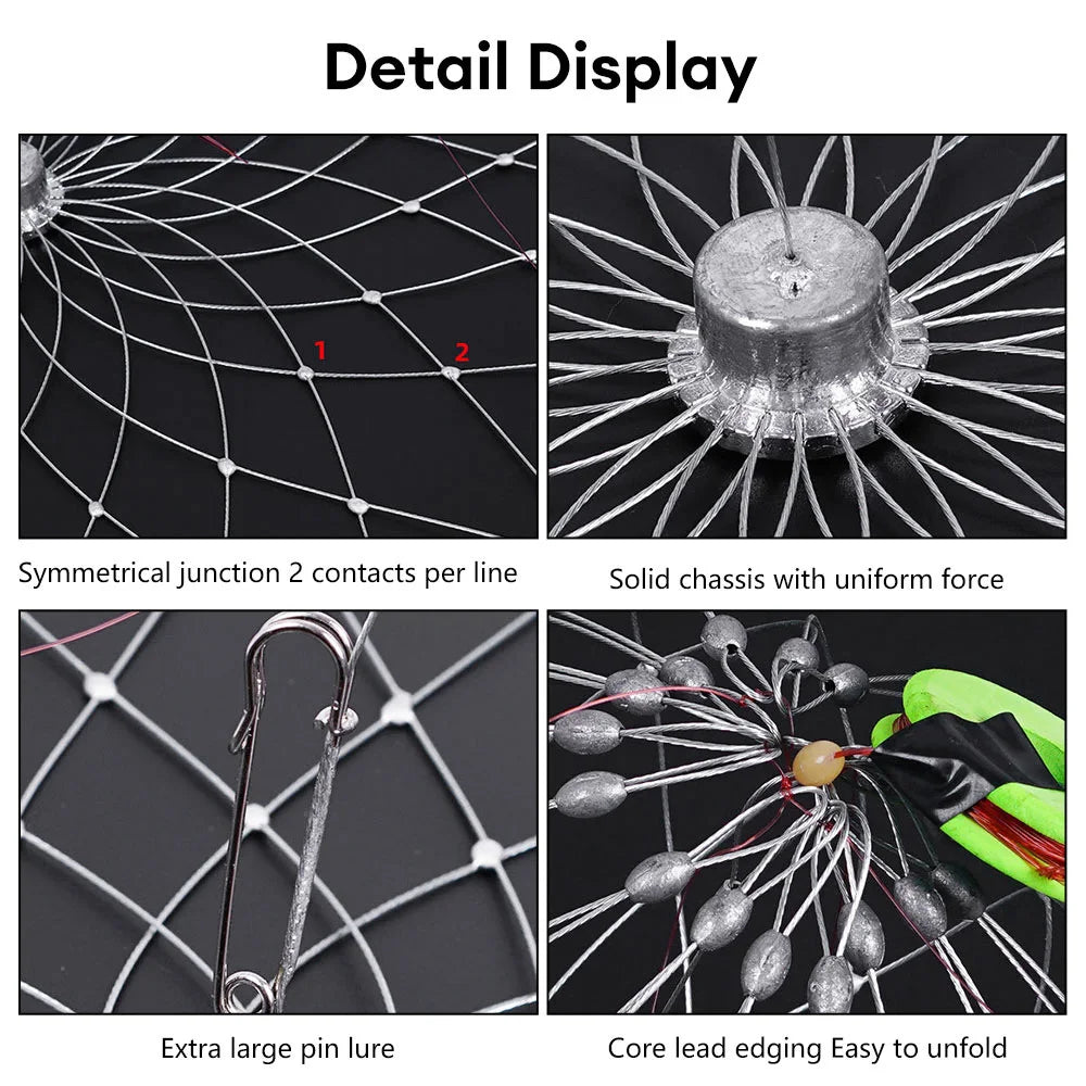 Collapsible Fishing Trap Net | Stainless Steel Mesh Design