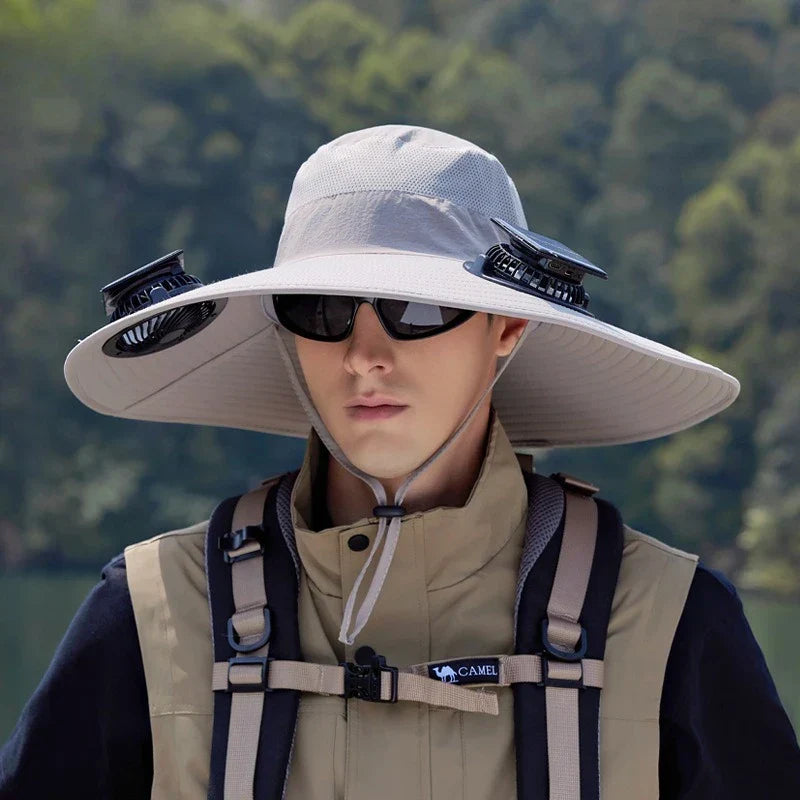 Solar Fan Sun Hat | Wide Brim Cooling Technology