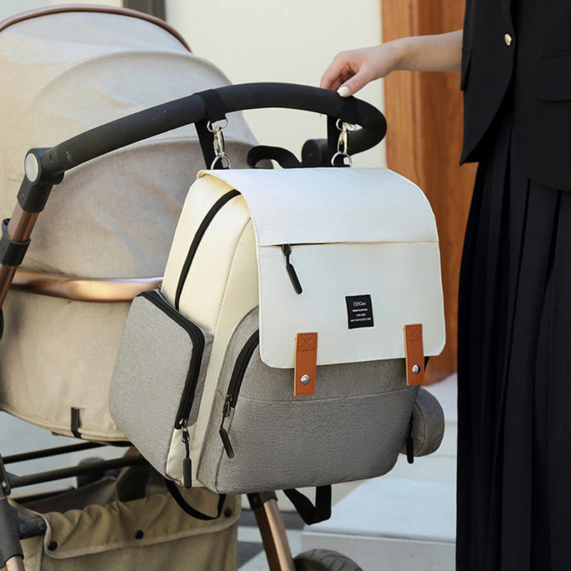Insulated Diaper Backpack | Modern Two-Tone Design With Storage Pouch