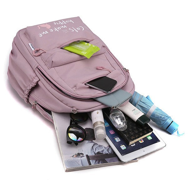 Kawaii School Backpack | Cat Design With Multiple Compartments