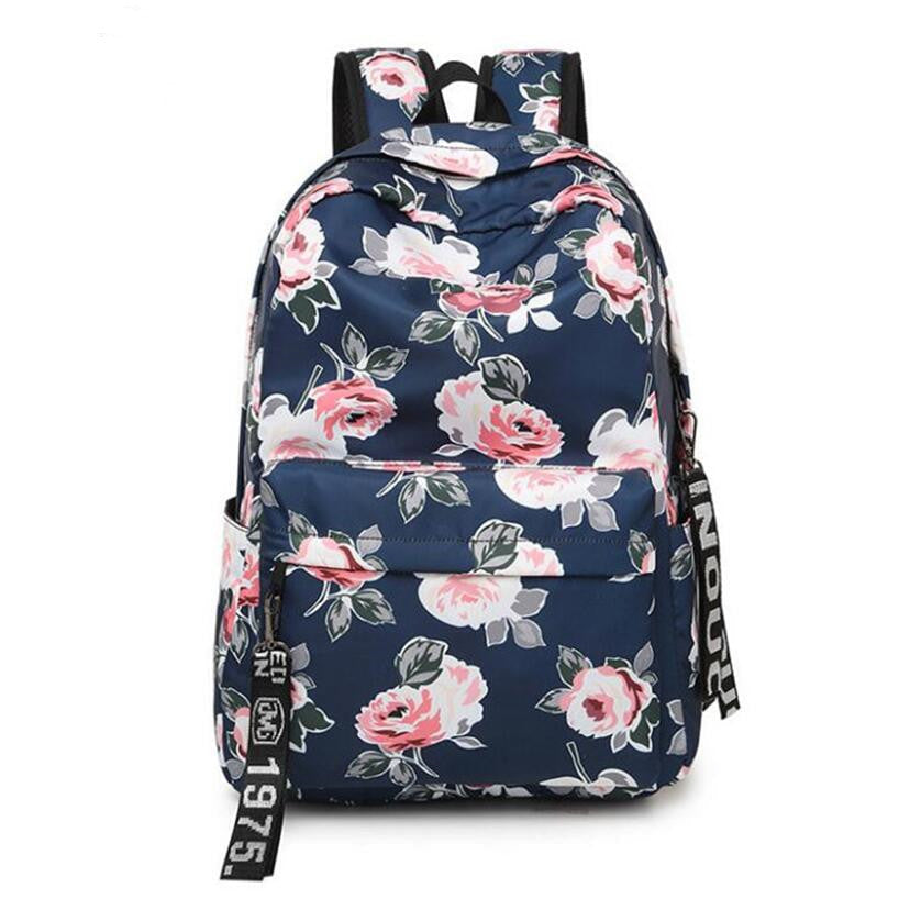 Kawaii Cat Pattern Backpack | Canvas School Bag With Fish Bone Print