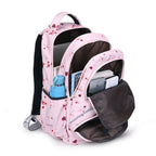 Floral School Backpack | Pink Botanical Print With Pom Charm