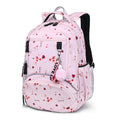 Floral School Backpack | Pink Botanical Print With Pom Charm