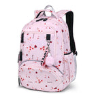 Floral School Backpack | Pink Botanical Print With Pom Charm