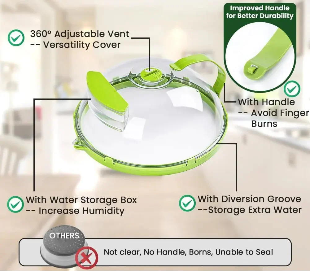 Microwave Food Cover | Steam Vent Splatter Guard With Handle