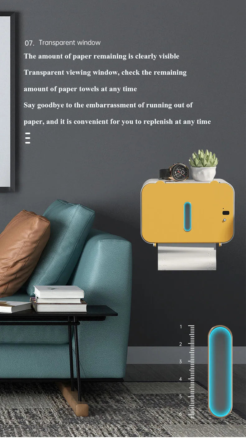 Smart Touchless Tissue Dispenser | Wall-Mount Automatic Paper Holder