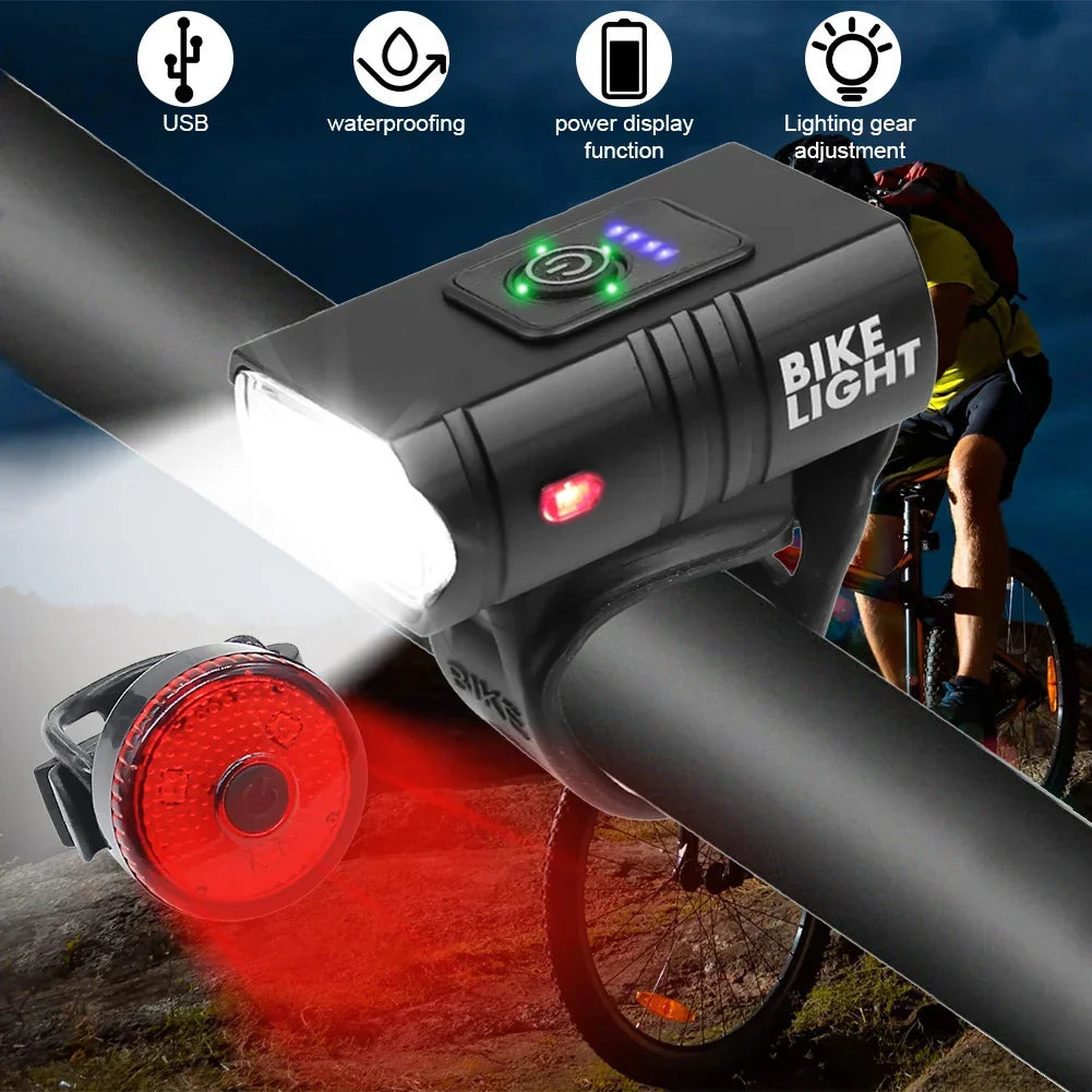 LED Bicycle Light Set | USB Rechargeable Front and Rear Safety Lights