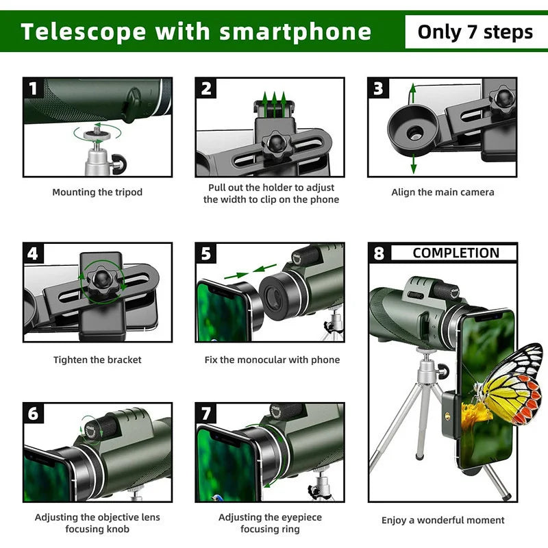 Professional Monocular Telescope | 80x Magnification BAK4 Prism