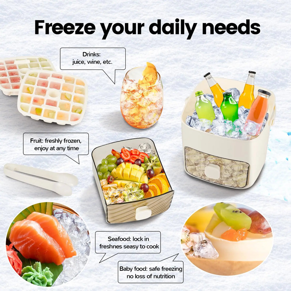 Modern Ice Cube Maker | Double Layer Storage With Handle