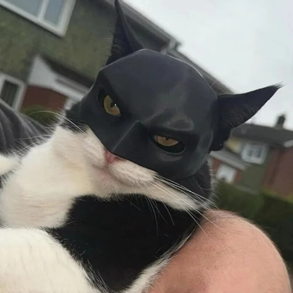 Batman Cat Mask | Black PLA Superhero Pet Costume