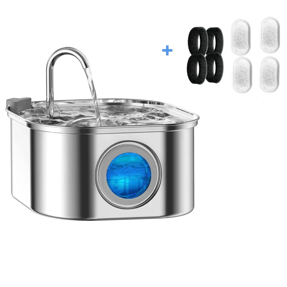 Pet Water Fountain | LED Indicator Stainless Steel Design