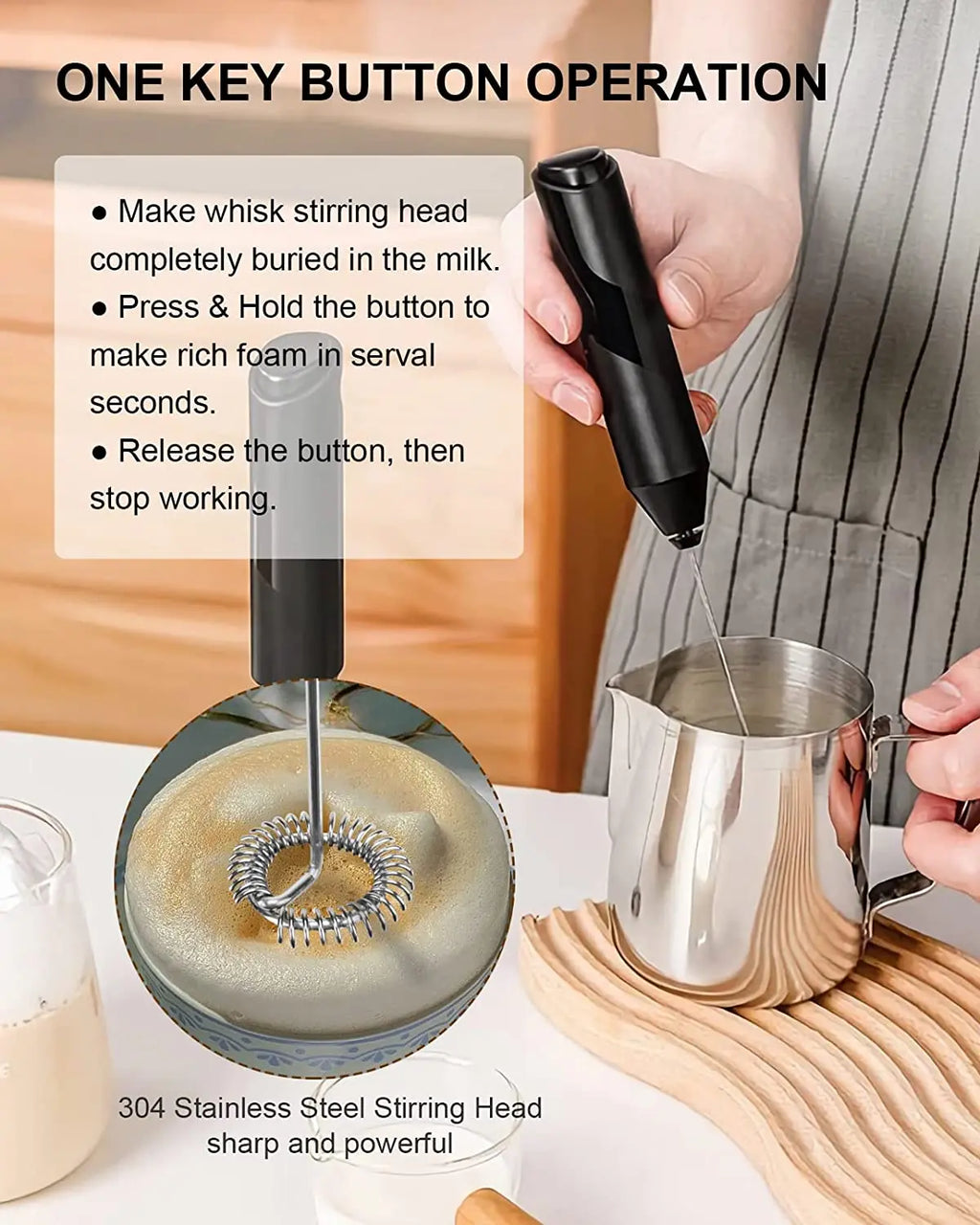 Electric Milk Frother | Professional Handheld Coffee Whisk