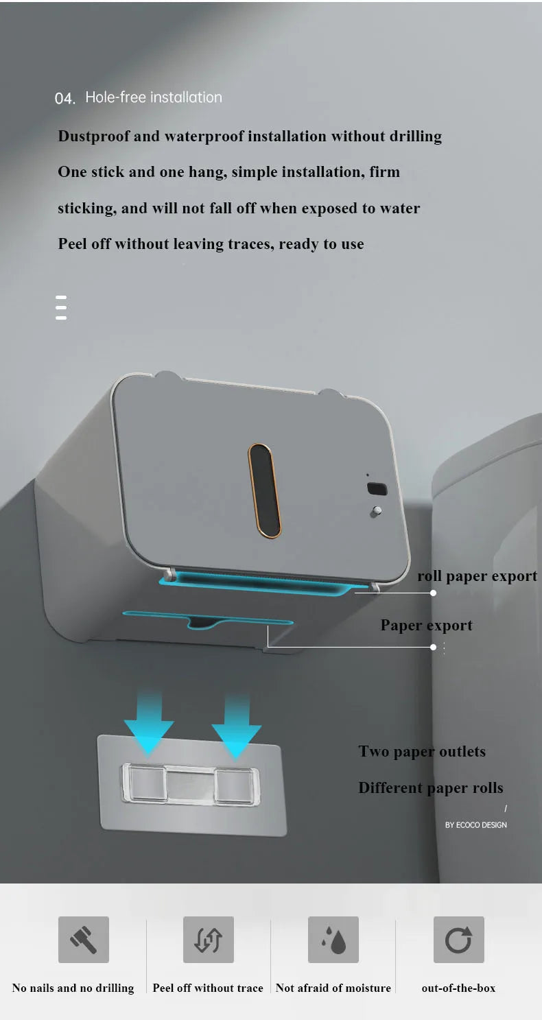 Smart Touchless Tissue Dispenser | Wall-Mount Automatic Paper Holder