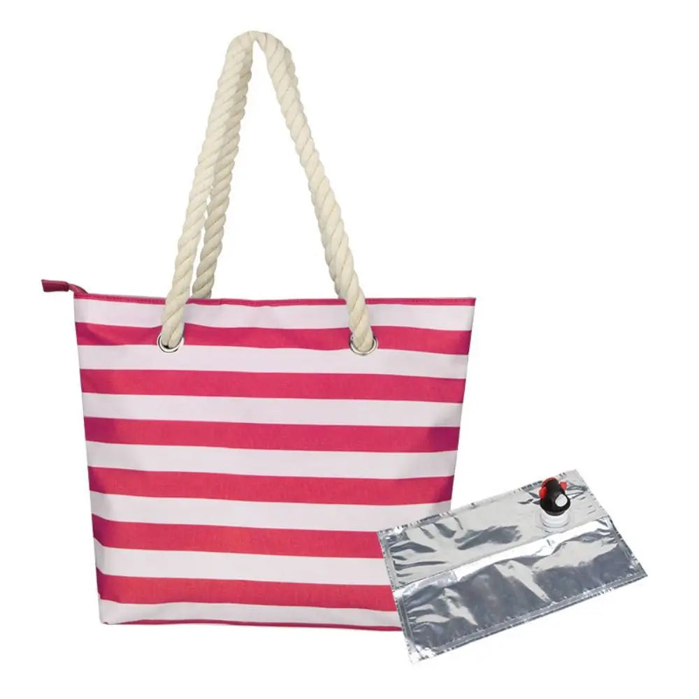 Insulated Wine Tote Bag | Nautical Stripe Dispenser Design