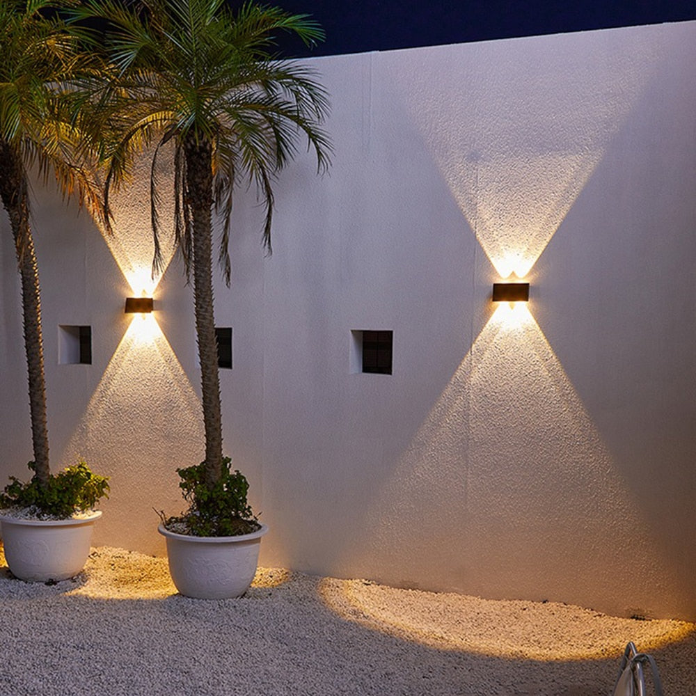 Modern Outdoor Wall Light | Solar LED X-Beam Sconce