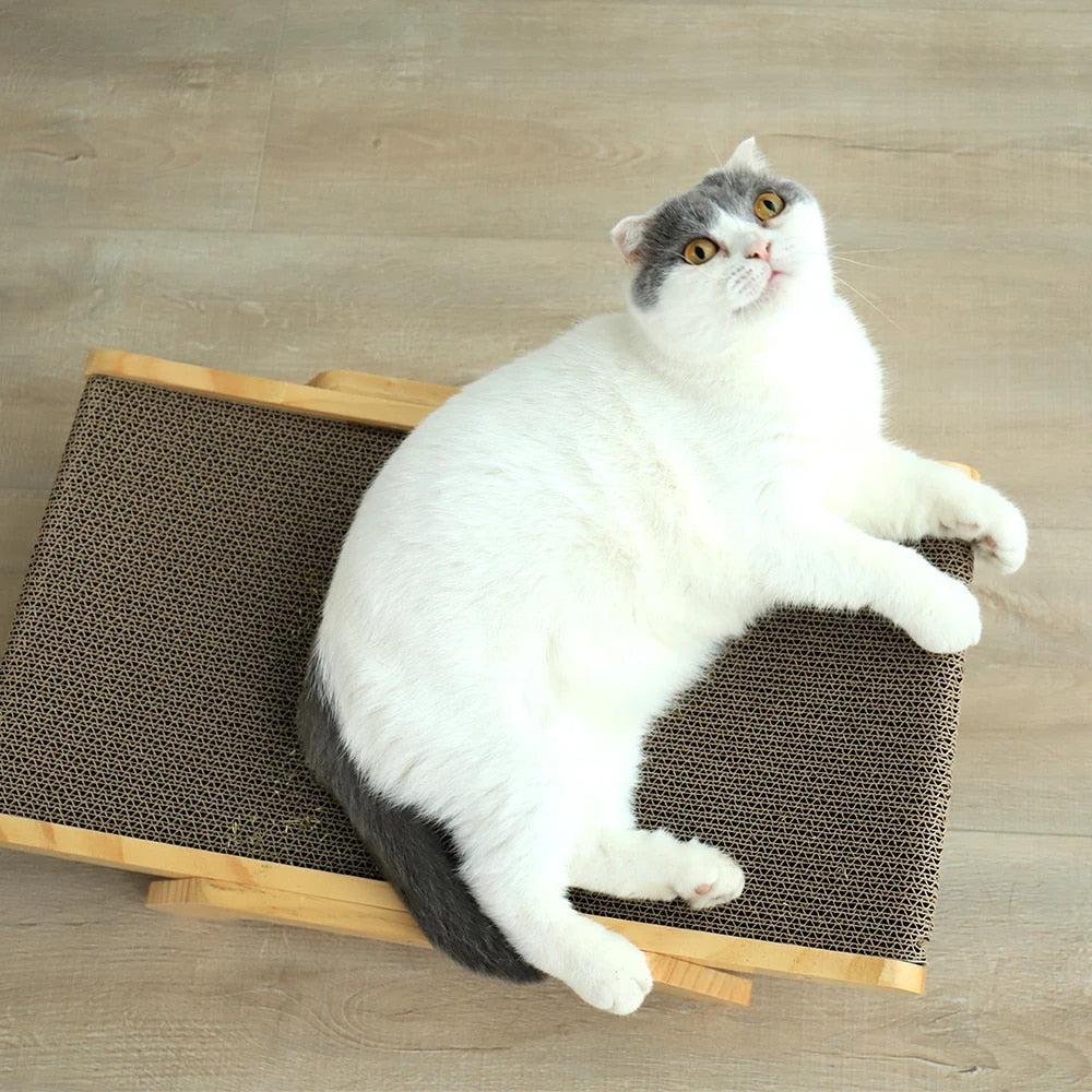 Modern Cat Lounge Bed | Natural Wood Frame with Sisal Mat
