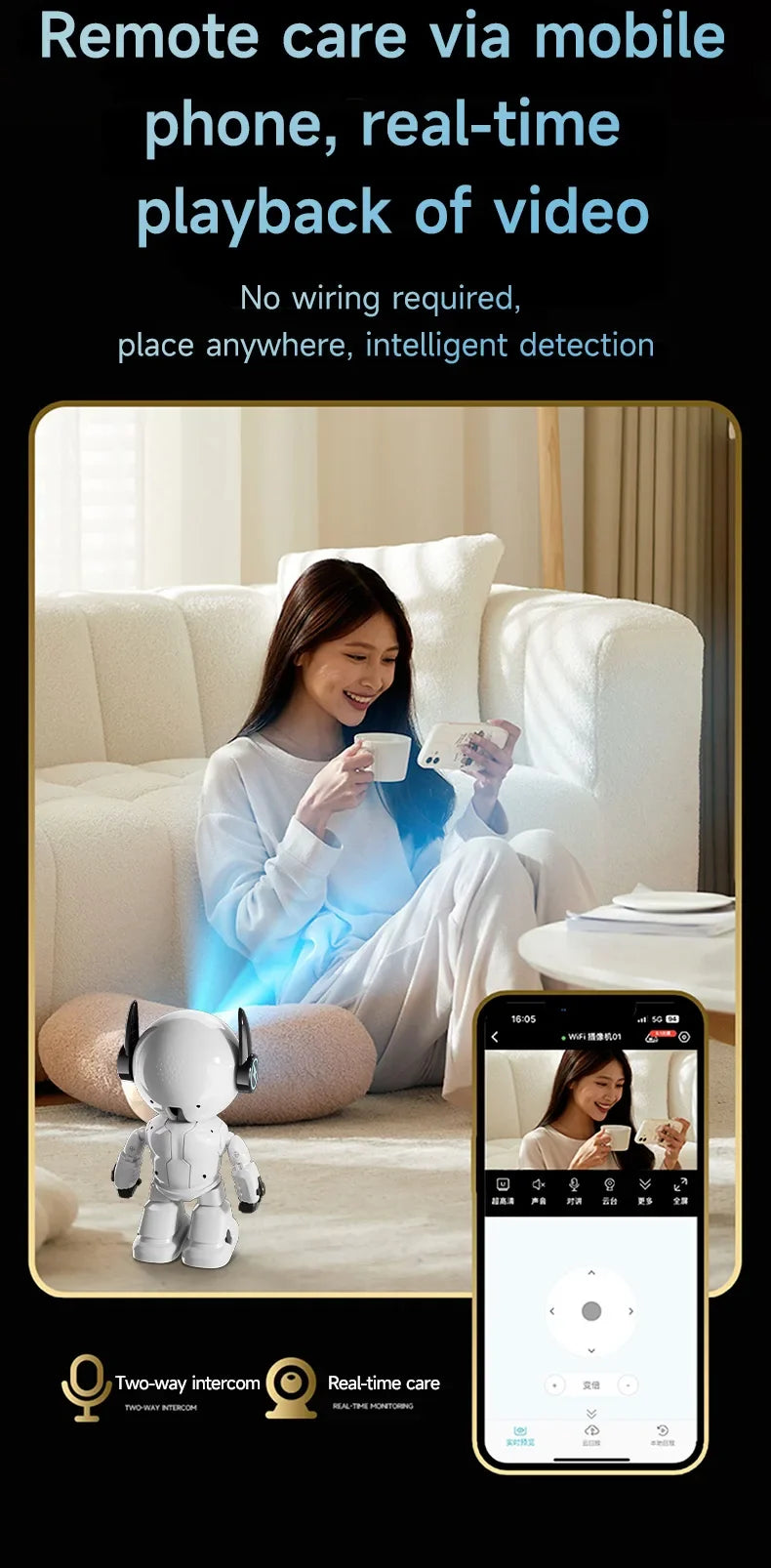 Smart Security Camera | 4K Ultra HD Robot Design