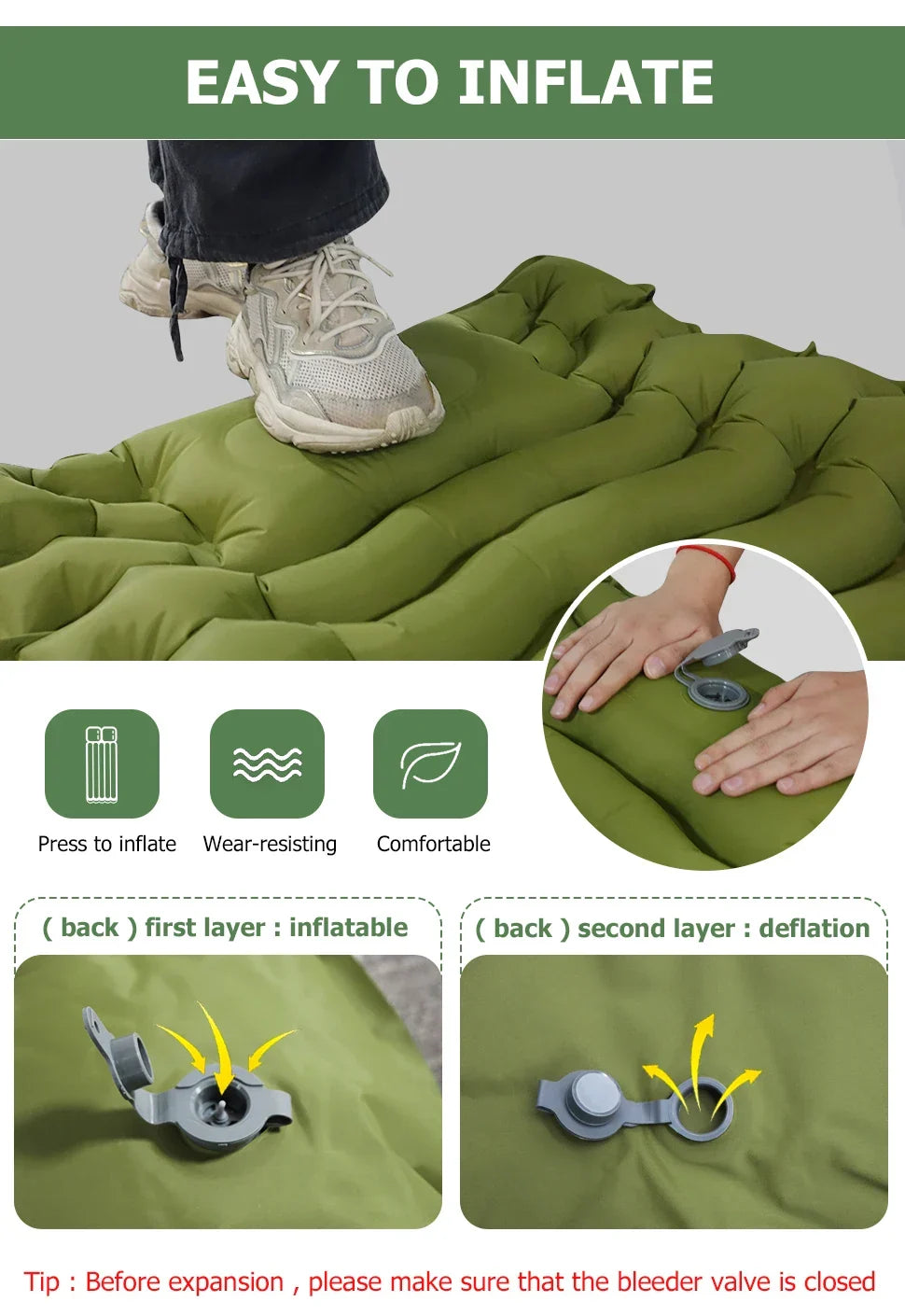 Ultralight Camping Mat | Self-Inflating Outdoor Sleeping Pad